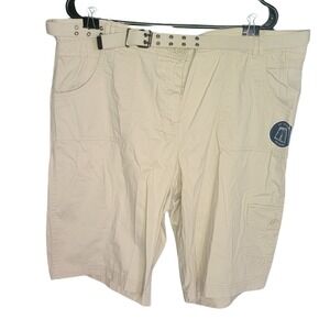 NWT‎ Karen Scott Belted Cargo Shorts Khaki Beige Knee Length Womens Size 16
